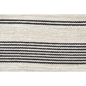 8 X 11 Black and White Striped Area Rug