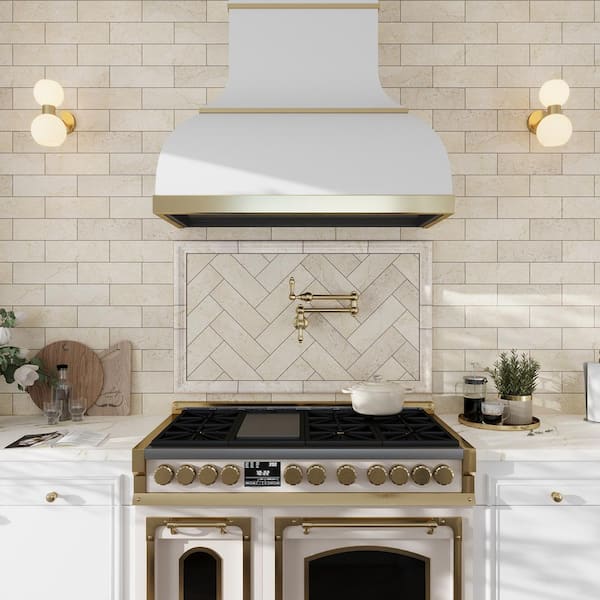 Beige and White 4 in. x 12 in. Honed Marble Subway Wall and Floor Tile (5 sq. ft./Case)