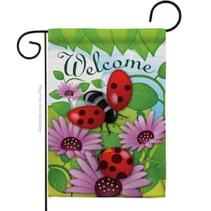 13 in. x 18.5 in. Welcome Ladybug Bugs and Frogs Garden Flag 2-Sided Friends Decorative Vertical Flags