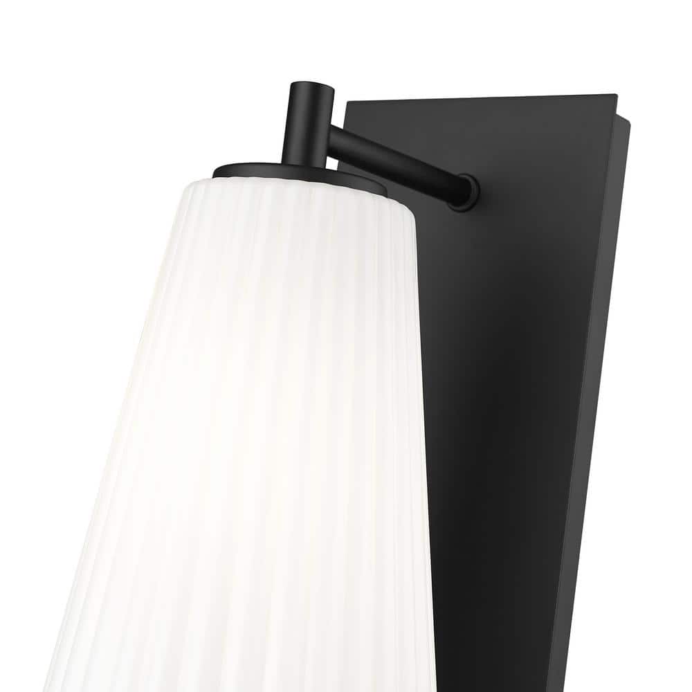 Matte Black Fluted Glass Dimmable Wall Sconce