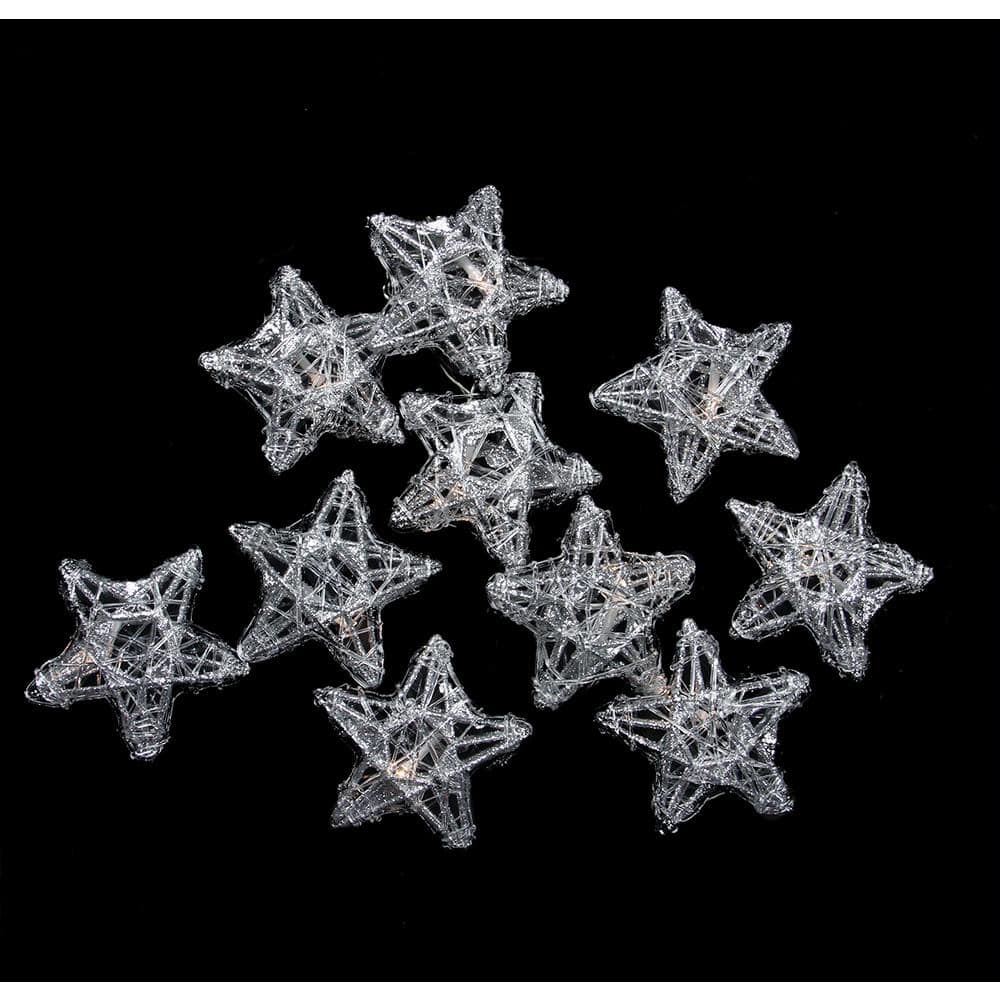 Battery Operated Holiday Star Lights String Ultra LED 10 White Christmas 