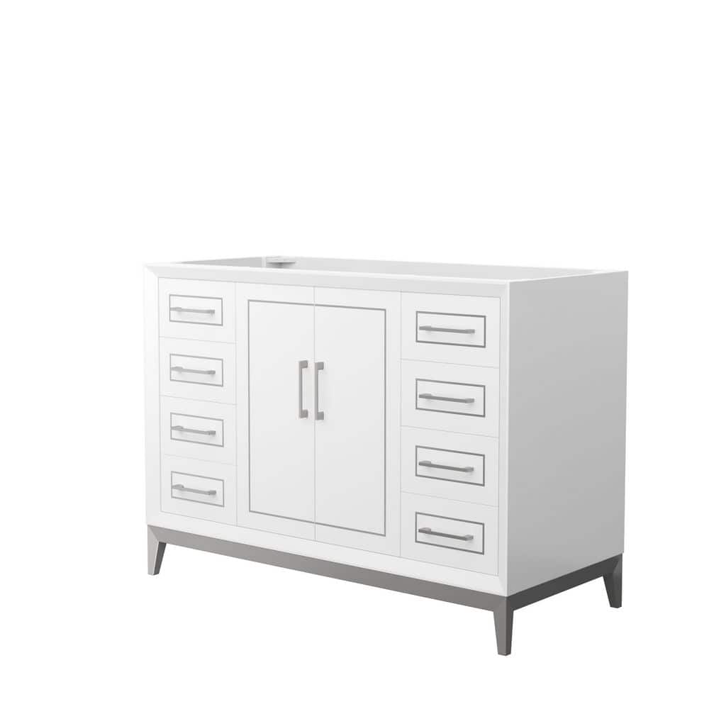 Wyndham Collection Marlena 47.75 in. W x 21.75 in. D x 34.5 in. H Single Bath Vanity Cabinet without Top in White, White with Brushed Nickel Trim -  WCH515148SWHCXSXXMXX