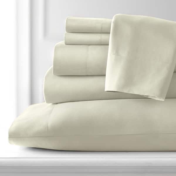 Southshore Fine Linens Vilano Series 21 in. Extra-Deep Pocket 6-Piece Off White Microfiber Full Sheet Set