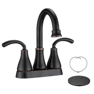 4 in. Centerset Dual-Handles Lead-Free Bathroom Faucet with Drain Kit Included in Oil Rubbed Bronze