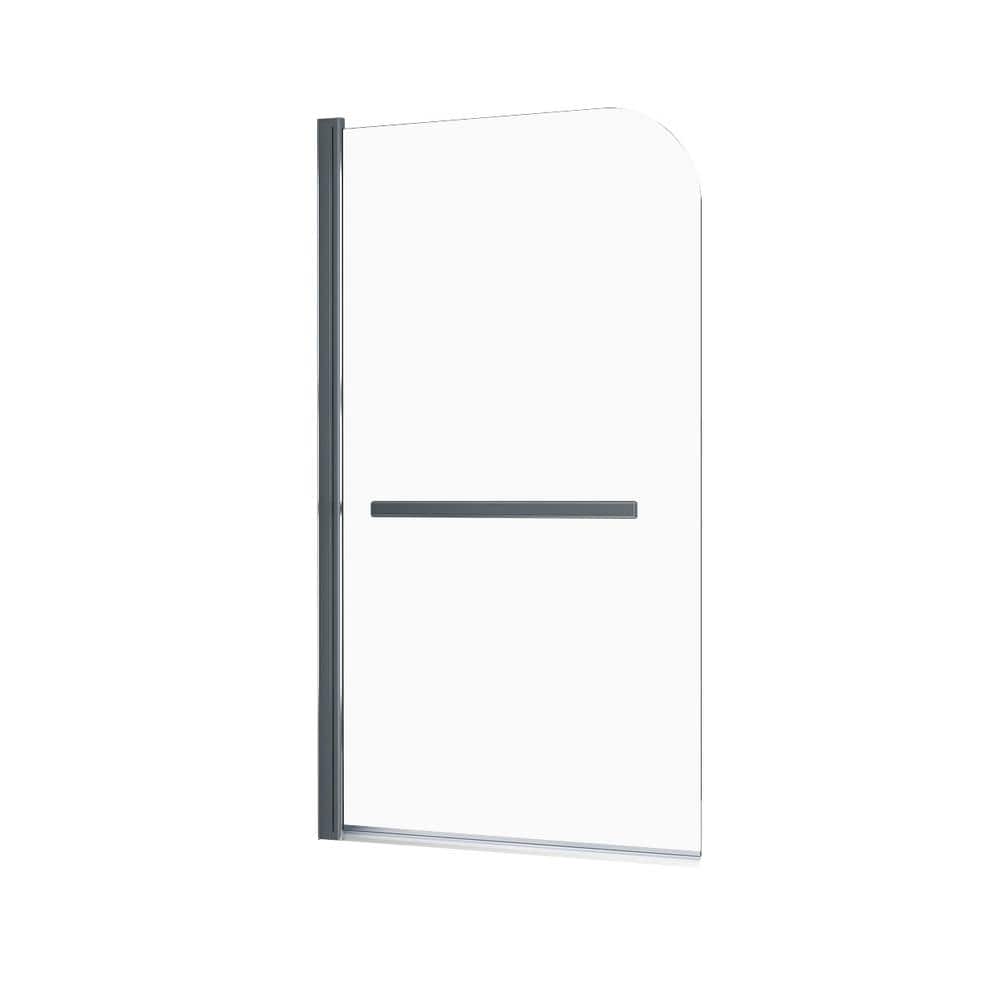 31 in. W x 55 in. H Semi Frameless Bathtub Screen Fixed Panel Shower Door i