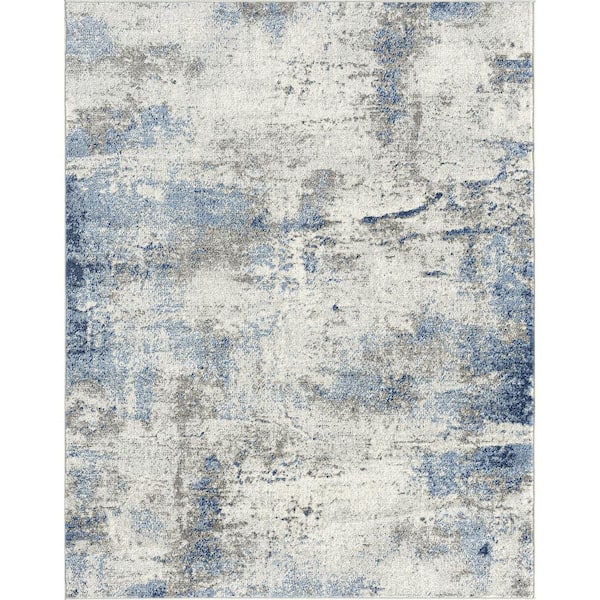 Tayse Rugs Chelsea Abstract Navy 5 ft. x 7 ft. Indoor Area Rug