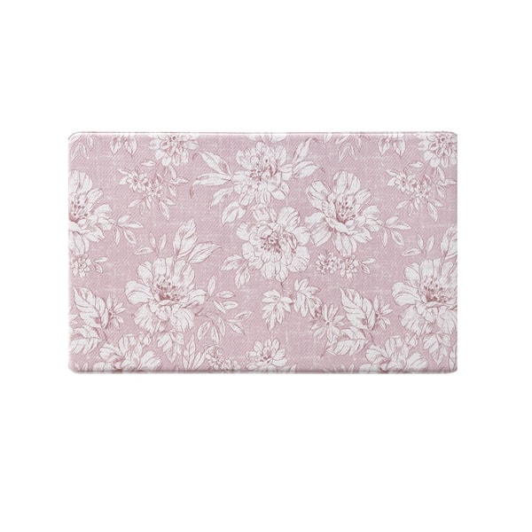 Pink Iris Floral 17.5 in. x 32 in. Anti-Fatigue Wellness Mat