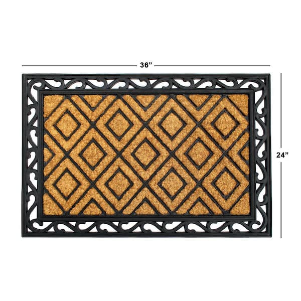Diamond Natural 24 in. x 36 in. Rubber and Coir Non-Slip Outdoor Door Mat