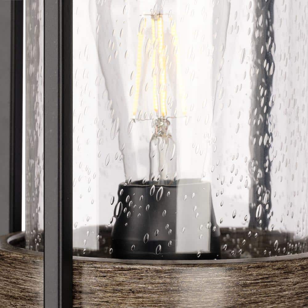 Whitmire Matte Black Outdoor Post Lantern with Seeded Glass Shade