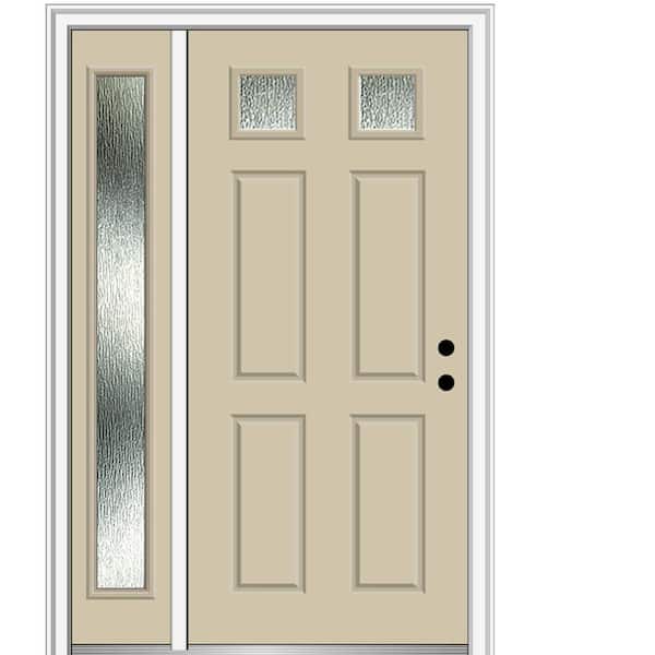 MMI Door 50 in. x 80 in. Left-Hand Inswing Rain Glass Wicker Fiberglass Prehung Front Door on 6-9/16 in. Frame