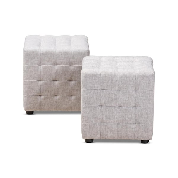 Baxton Studio Elladio Grayish Beige Cube Ottoman Set