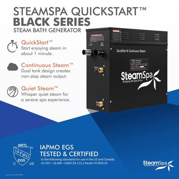 SteamSpa D-900-A 9 KW QuickStart Acu-Steam Bath Generator with Built-in Auto Drain