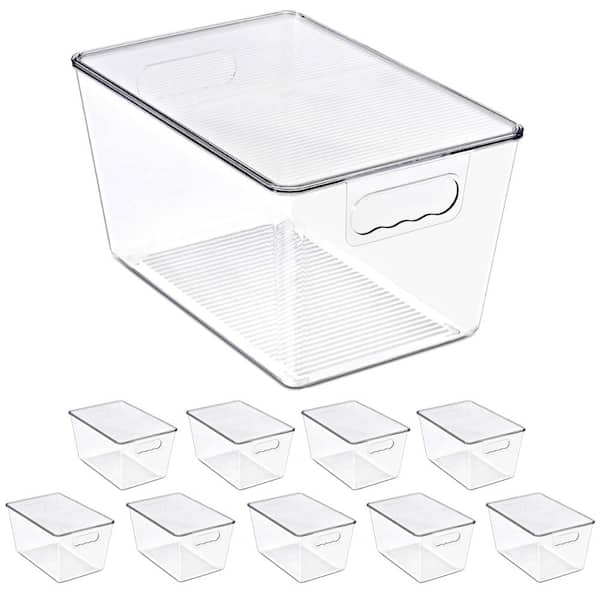 10 Piece Freezer Safe Refrigerator & Freezer Containers Set, Clear Large Storage Bins with Lids and Handles, BPA-Free