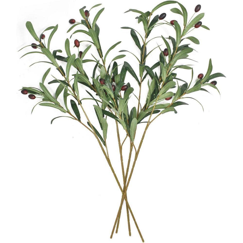 Artificial 28 in. Olive Tree Branches with Greenery Stems in Vase
