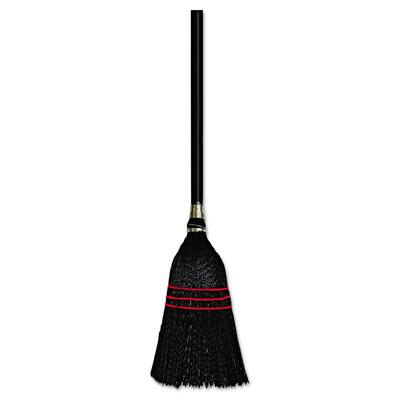 37 in.-38 in. Length Flag Tipped Poly Bristle Lobby Upright Broom in Natural/Black (12/Carton)