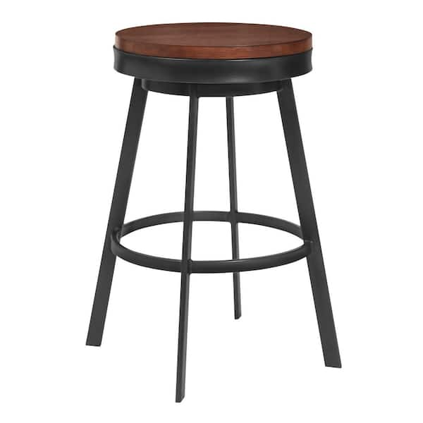 Armen Living Topeka 29 in. Walnut Bar Stool