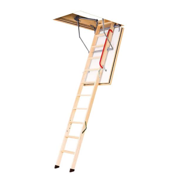 Fakro LWF Fire-Rated Insulated Wood Attic Ladder 7 ft. 5 in. - 8 ft. 11 in., 22.5 in. x 47 in. with 350 lbs. Load Capacity
