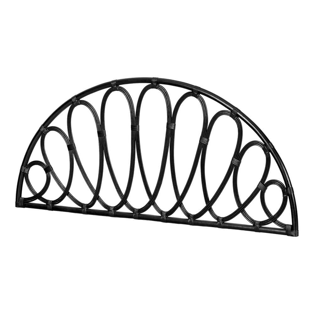 Full Black Rattan Wall-Mounted Panel Headboard