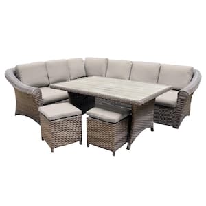 Leisure Made Walton 7-Piece Wicker Outdoor Sectional with Peacock ...