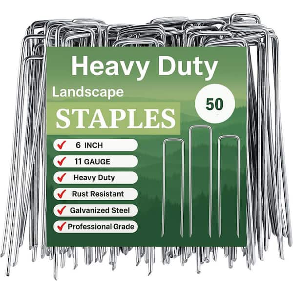 Heavy-Duty Garden Stakes Landscape Staples and Fence Stake, and Anti Rust Galvanized (50-Count)