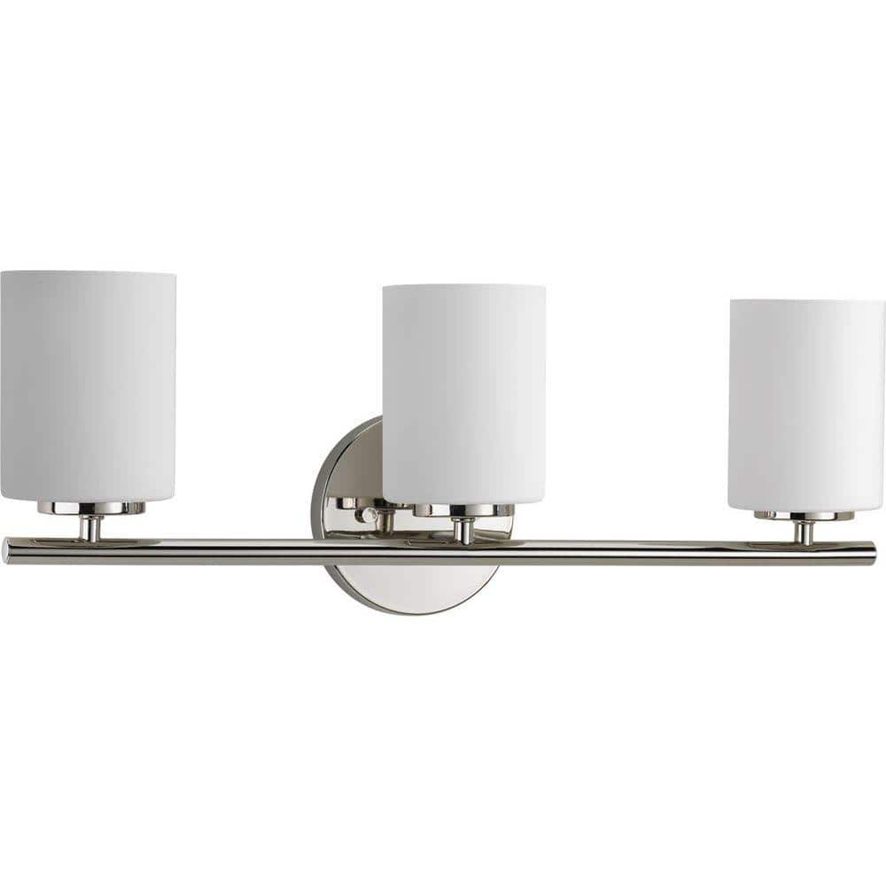 Polished Nickel 22" Dimmable Outdoor Vanity Light with Etched Glass Shades