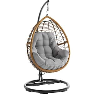 Willa Steel Outdoor Hanging Egg Chair with Gray Cushions