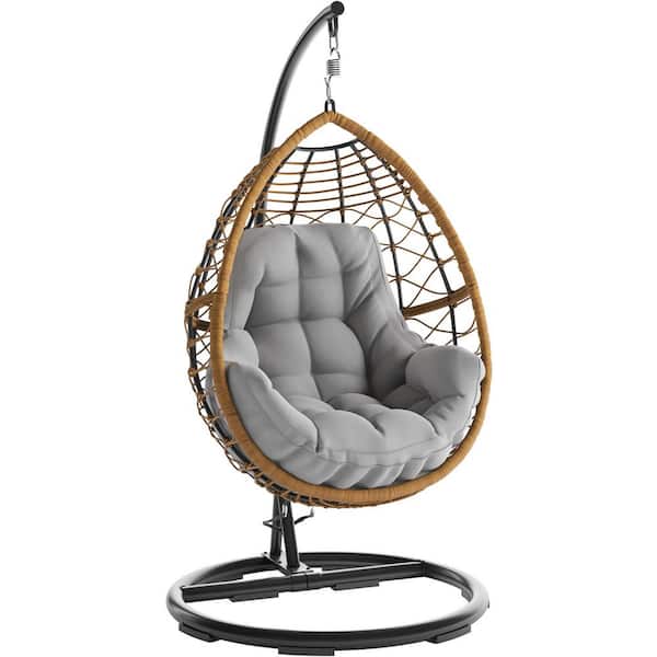 MOD Willa Steel Outdoor Hanging Egg Chair with Gray Cushions WILLAEGG-GRY -  The Home Depot