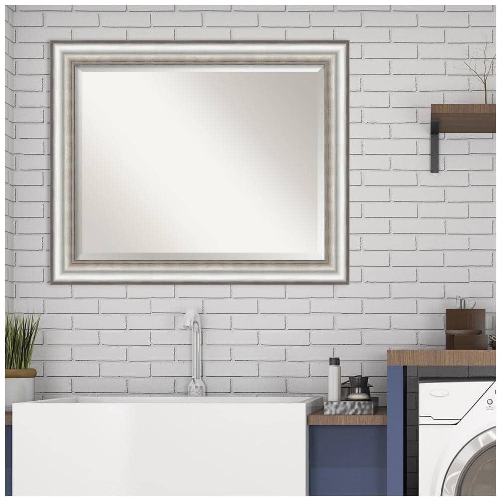Salon Silver 45" x 35" Rectangular Wall Mirror with Embossed Frame