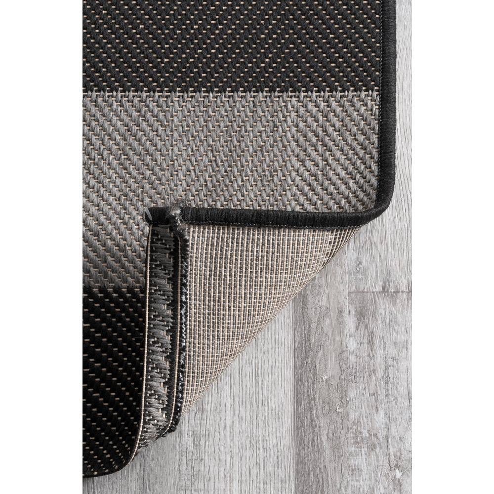 Black and Light Gray Striped Synthetic Rectangular Area Rug, 5'3" x 7'6"