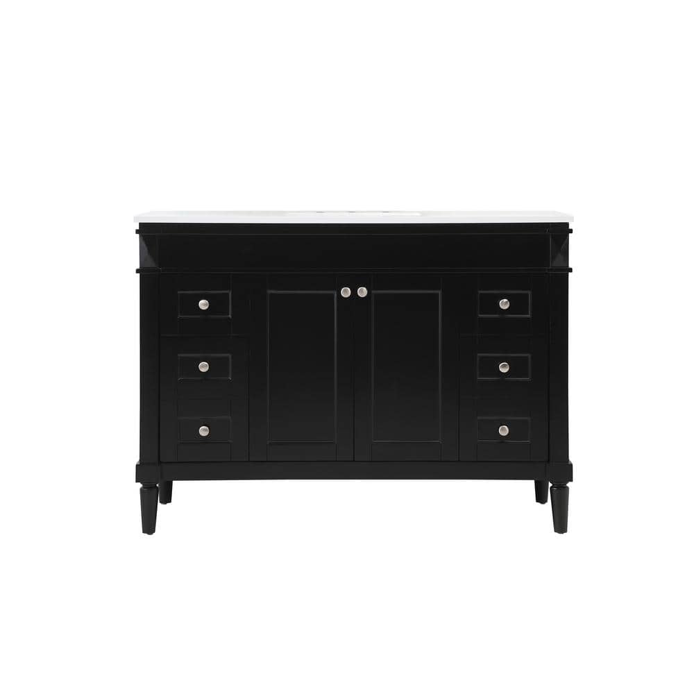 Simply Living 48 in. W x 21 in. D x 35 in. H Bath Vanity in Black with Ivor