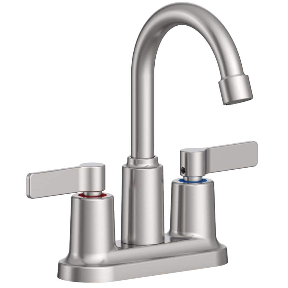 Arcadia 4 in. Centerset Double Handle High Arc Bathroom Faucet in Brushed Nickel price history on PriceWatchPro