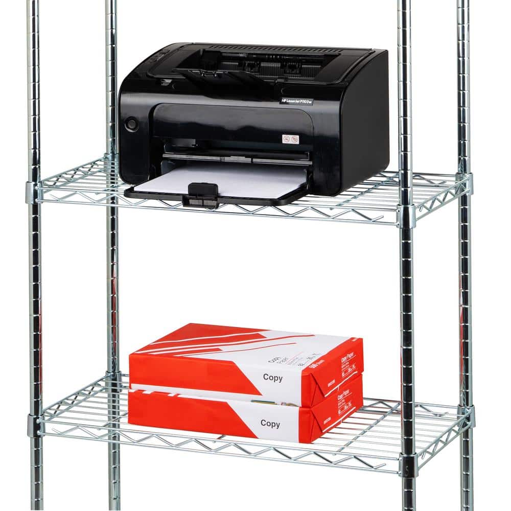 Industrial 4-Tier Chromed Steel Adjustable Shelving Unit, Silver