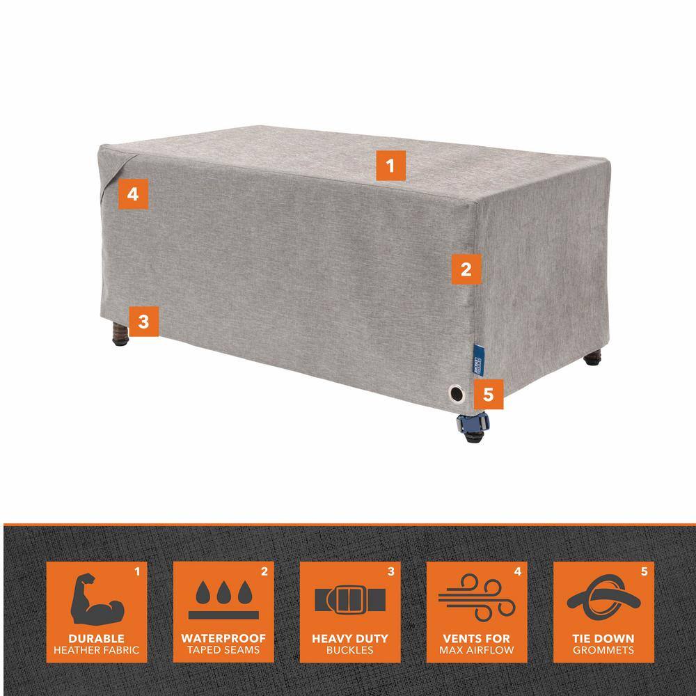 Granite Gray Waterproof Patio Fire Pit Cover, 42"L x 22"W x 17"H