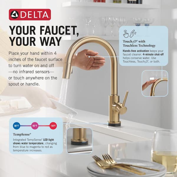 Delta Trinsic Gold Touch2O with Touchless Technology Single Handle
