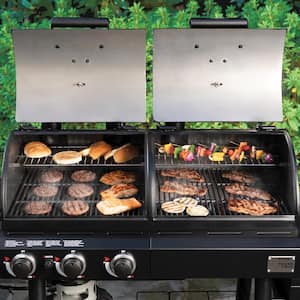 Texas Trio 4-Burner Dual Fuel Grill with Smoker in Black