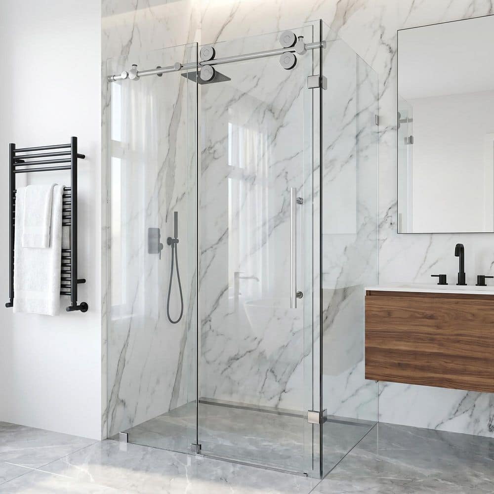 VIGO Winslow 35 in. L x 46 in. W x 74 in. H Frameless Sliding