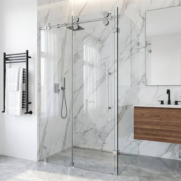 VIGO Winslow 35 in. L x 46 in. W x 74 in. H Frameless Sliding