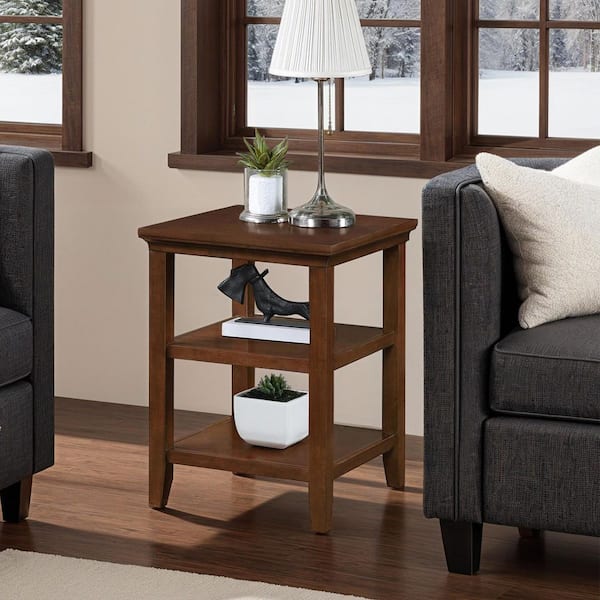 Convenience Concepts Tribeca 18 in. Espresso Square Rubber Wood End Table with Shelves