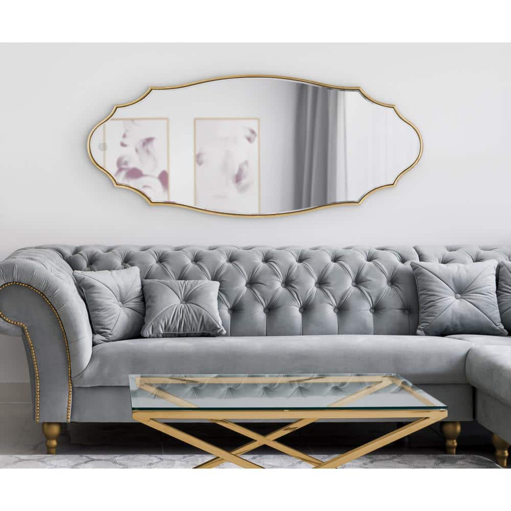Leanna Gold Leaf Scalloped Oval Wall Mirror 20x42