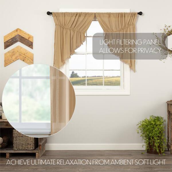 vhc tobacco cloth curtains VHC BRANDS Tobacco Cloth 36 in. L Cotton Prairie Swag Valance in Tan Pair  8328