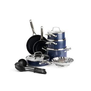 14-Piece Diamond Infused PFAS-Free Ceramic Nonstick Cookware Set in Dark Blue