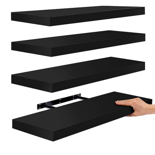 Unbranded 24 in. W x 9 in. D Black Floating Shelves Decorative Wall Shelf Set of 4
