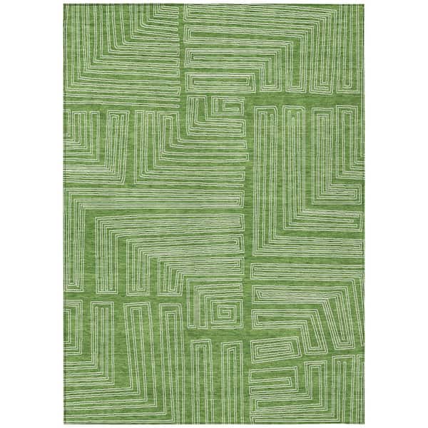 Chantille Machine Washable Indoor/Outdoor Abstract ACN1045 Green 5 ft. x 7 ft. 6 in. Area Rug