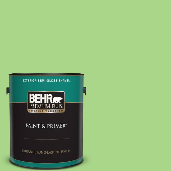 BEHR PREMIUM PLUS 1 gal. #430B-4 Peas in a Pod Semi-Gloss Enamel Exterior Paint & Primer