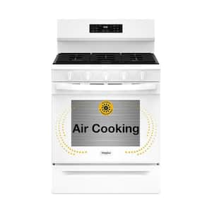 30 in. 5 Burners Freestanding Gas Range in White with Air Cooking Technology
