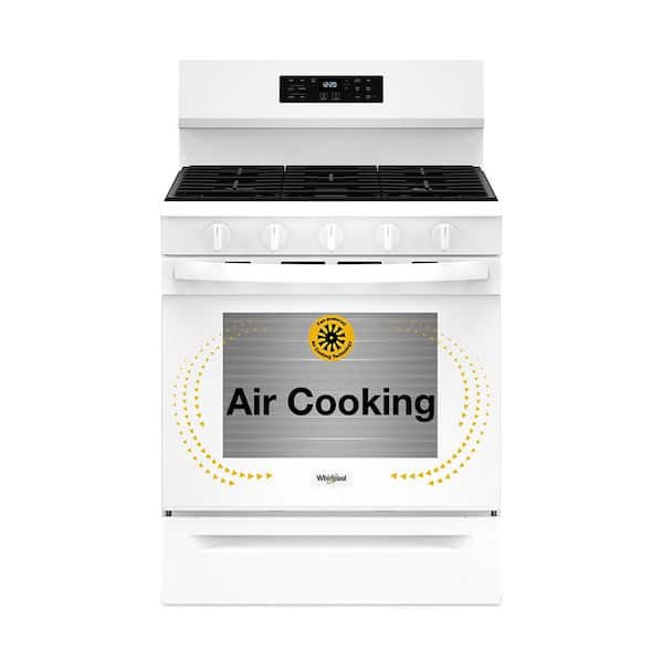 30 in. 5 Burners Freestanding Gas Range in White with Air Cooking Technology
