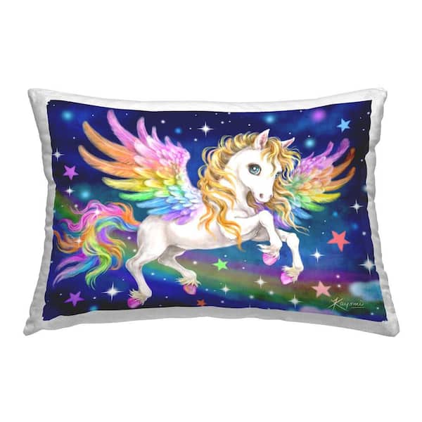 Stupell Industries Pegasus in Outer Space Purple Abstract Polyester 14 in. x 20 in. Throw Pillow
