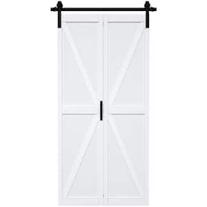 40 in. x 84 in. Paneled K-Shape Solid Core White Finished MDF Bifold Door Hardware Included