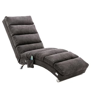 Dark Gray Modern Casual Linen Massage Recliner Chaise Lounge With 8-Vibrating Massage Points