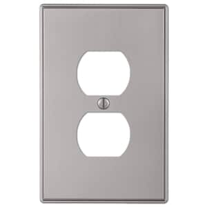 Ansley Brushed Nickel 1-Gang Duplex Outlet Metal Wall Plate (4-Pack)